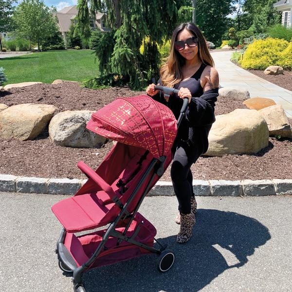 Snooki Burgundy Gold Compact Stroller