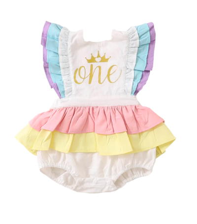 Itty Bitty 1st Birthday Rainbow Romper