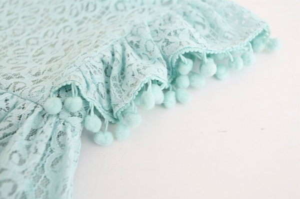Itty Bitty Limited Collection Lace Pom Pom Trim Dress - Image 4