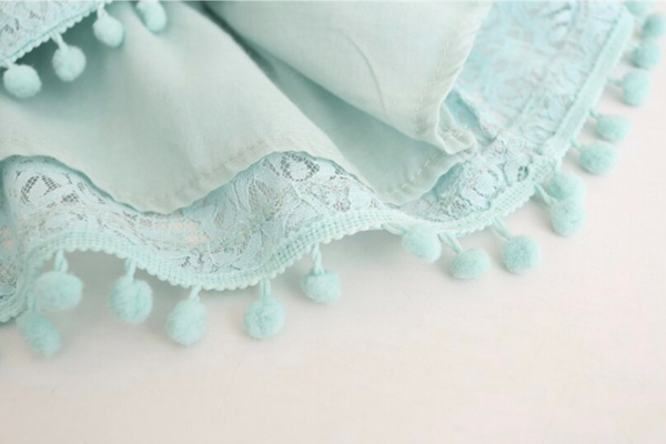 Itty Bitty Limited Collection Lace Pom Pom Trim Dress - Image 5