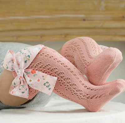Itty Bitty Pink With Floral Bow Knee Socks