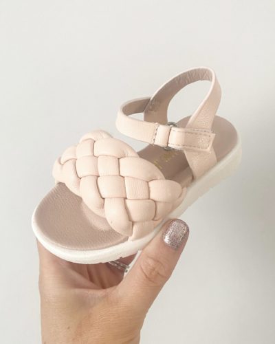 Itty Bitty Pink Weave Strap Sandals