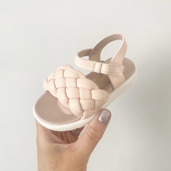 Itty Bitty Pink Weave Strap Sandals