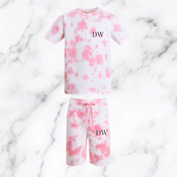 Itty Bitty Personalised Tie Dye Pink Summer Set