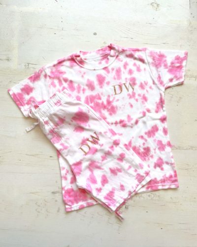 Itty Bitty Personalised Tie Dye Pink Summer Set