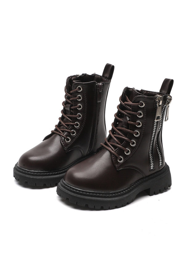 Itty Bitty Autumn Brown Double Zip Boots