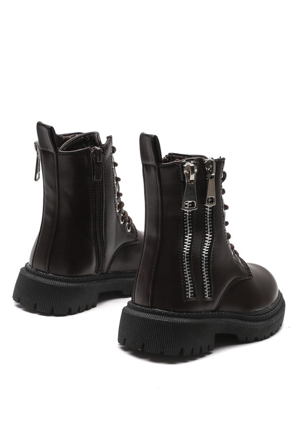 Itty Bitty Autumn Brown Double Zip Boots