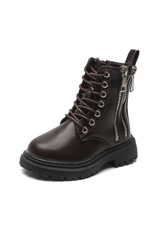 Itty Bitty Autumn Brown Double Zip Boots
