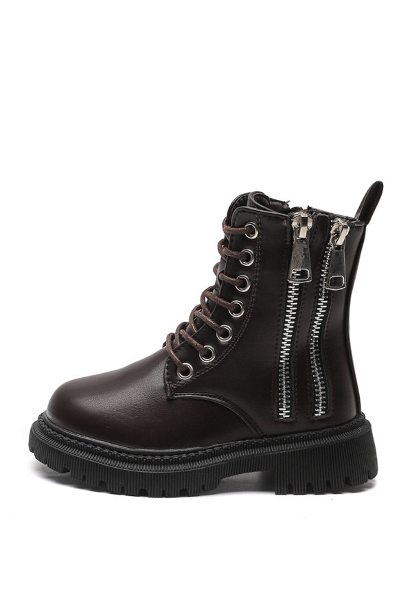 Itty Bitty Autumn Brown Double Zip Boots