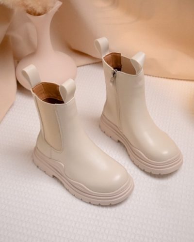 Itty Bitty Beige Chunky Chelsea Boots