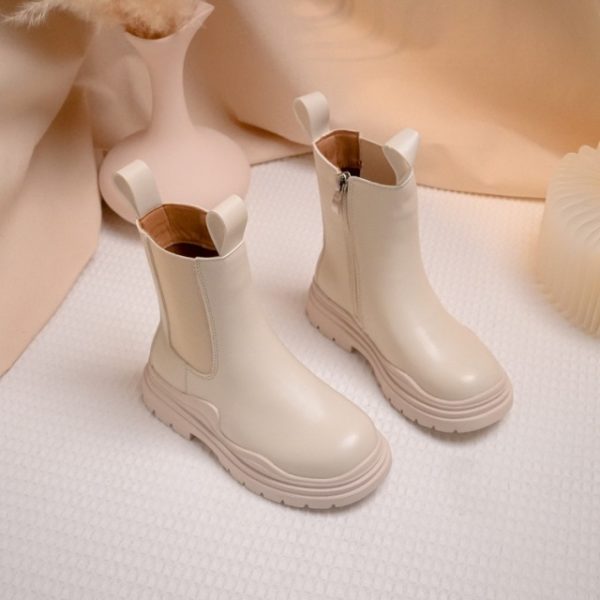 Itty Bitty Beige Chunky Chelsea Boots