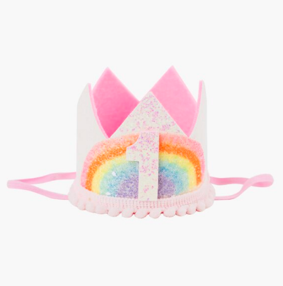 Itty Bitty 1st Birthday Rainbow Glitter Crown