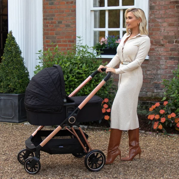 Billie Faiers Rose Gold Black Quilted Travel System