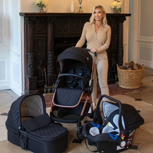 Billie Faiers Rose Gold Black Quilted Travel System