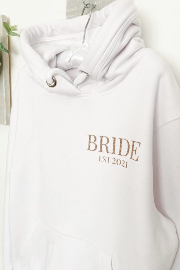 Itty Bitty Women's White & Rose Gold Bride Hoodie - Image 4