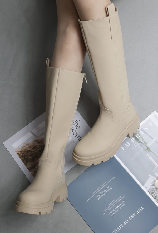 Itty Bitty Women's Beige Knee High Chunky Fashion Boots