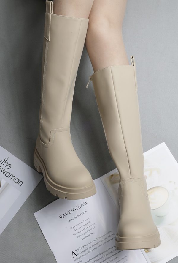 Itty Bitty Women's Beige Knee High Chunky Fashion Boots