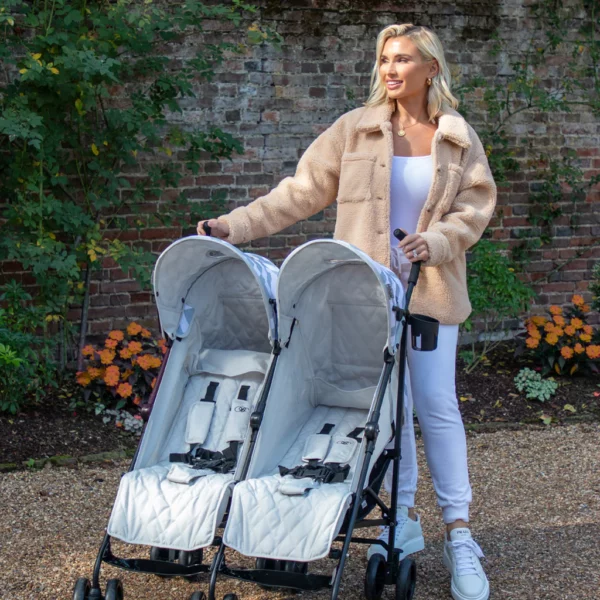 Billie Faiers MB11 Grey Chevron Double Stroller