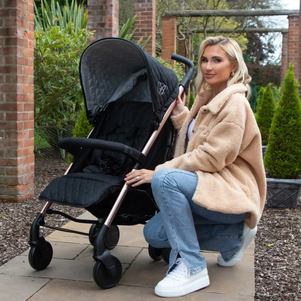 Billie Faiers MB51 Rose Gold Black Quilted Stroller