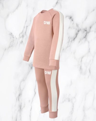 Itty Bitty Dusty Pink Side Panel Rose Gold Sparkle Personalised Tracksuit