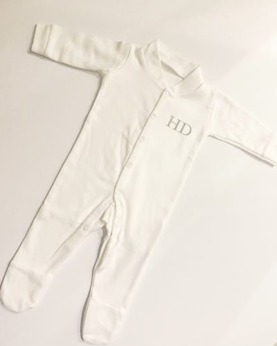 Itty Bitty Personalised Initial White Sleepsuit