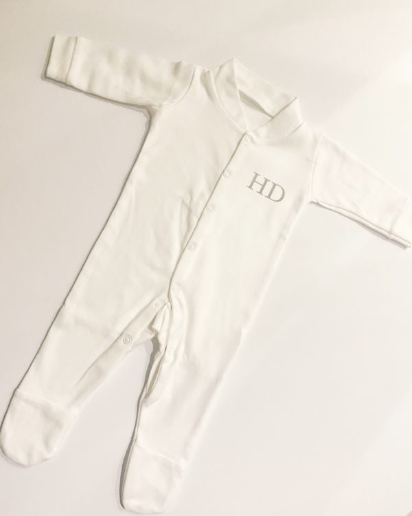 Itty Bitty Personalised Initial White Sleepsuit