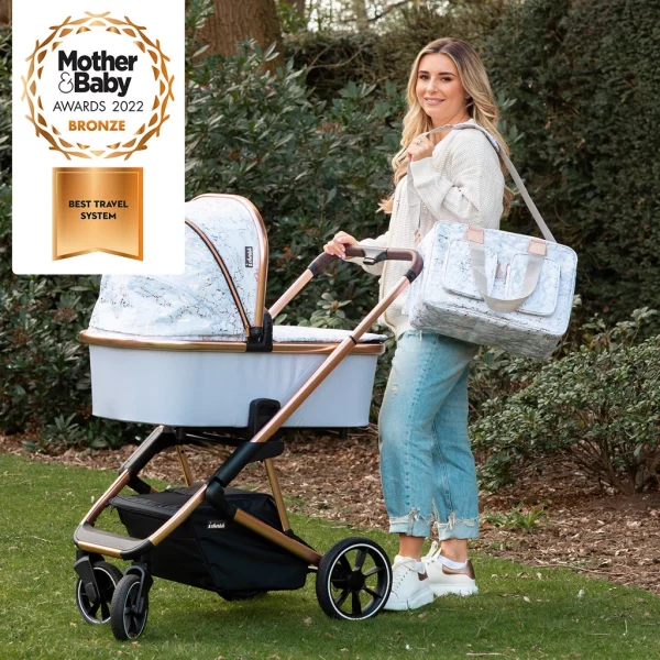 Dani Dyer Rose Gold Marble Travel System