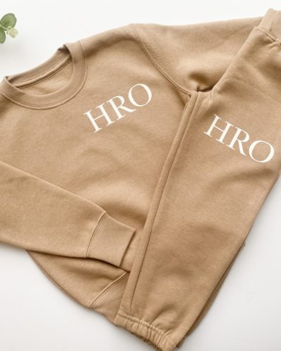 Itty Bitty Warm Taupe White Sparkle Personalised Tracksuit