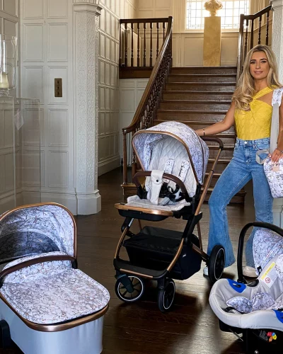 Dani Dyer Rose Gold Marble Travel System