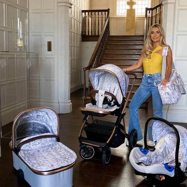 Dani Dyer Rose Gold Marble Travel System