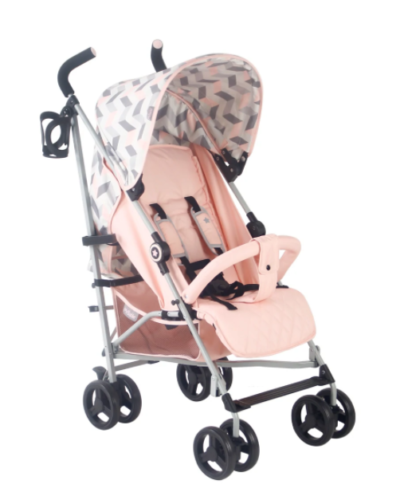 My Babiie Pink and Grey Chevron Lightweight Stroller