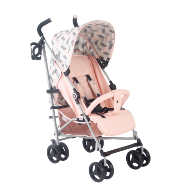 My Babiie Pink and Grey Chevron Lightweight Stroller