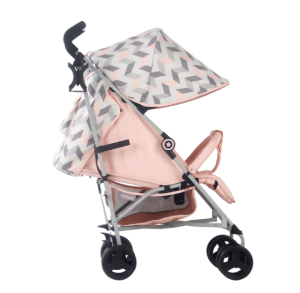 My Babiie Pink and Grey Chevron Lightweight Stroller - Image 4