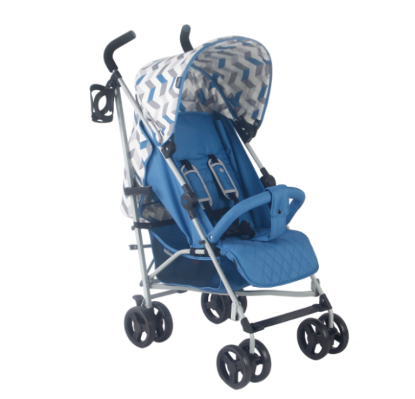 My Babiie Blue and Grey Chevron Lightweight Stroller
