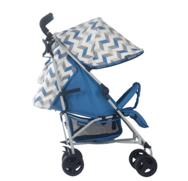 My Babiie Blue and Grey Chevron Lightweight Stroller - Image 3