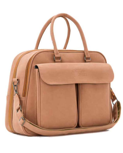 BIZZI GROWIN BABY TRAVEL CRIB CHANGING BAG - VEGAN LEATHER PORCINI - POD ®