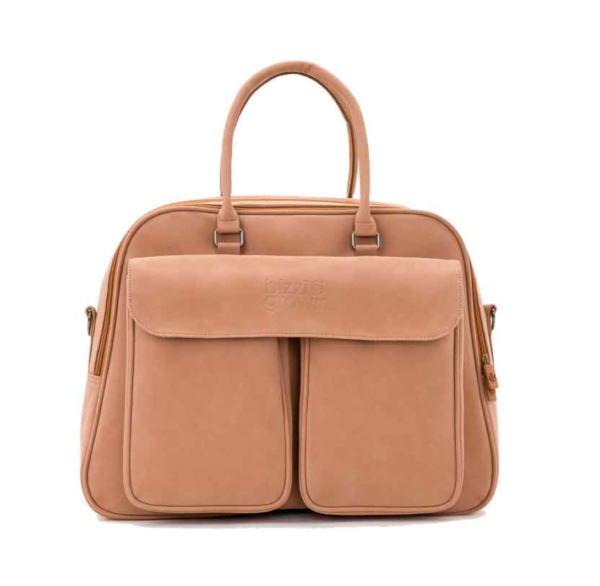 BIZZI GROWIN BABY TRAVEL CRIB CHANGING BAG - VEGAN LEATHER PORCINI - POD ® - Image 2