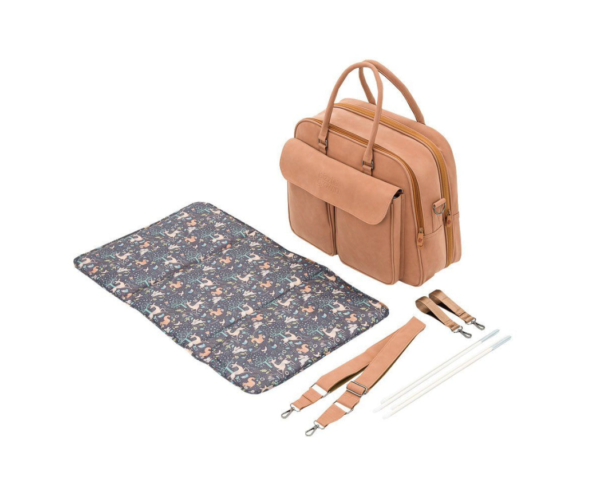 BIZZI GROWIN BABY TRAVEL CRIB CHANGING BAG - VEGAN LEATHER PORCINI - POD ® - Image 4