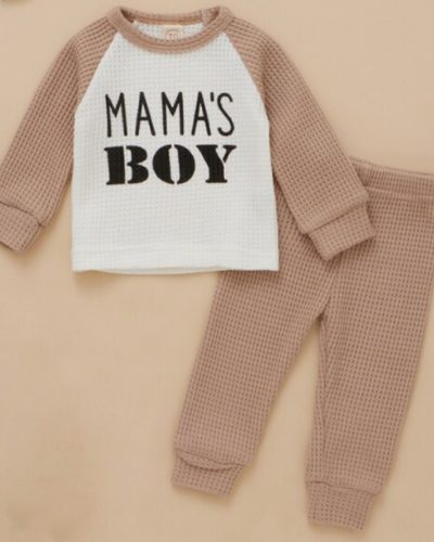 Itty Bitty Beige Mama Boy Set