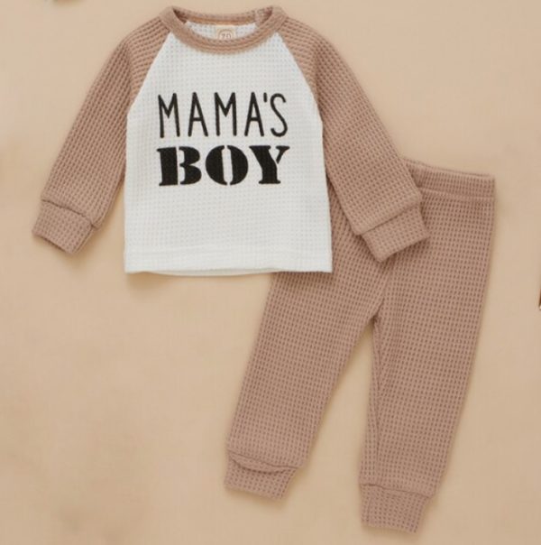 Itty Bitty Beige Mama Boy Set