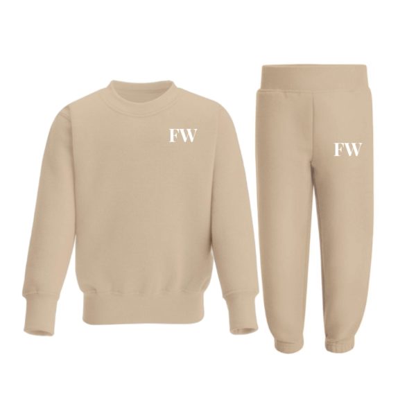 Itty Bitty Warm Taupe White Sparkle Personalised Tracksuit - Image 3