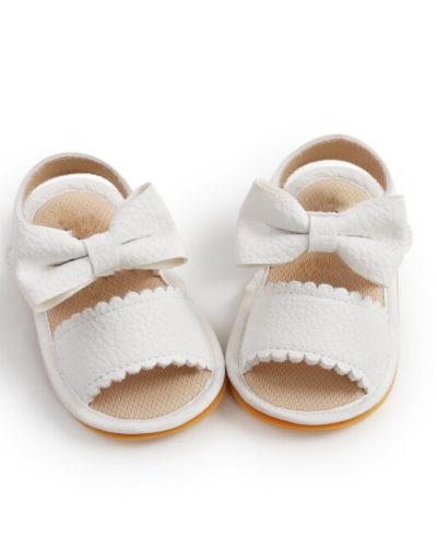 Itty Bitty White Summer Bow Sandals