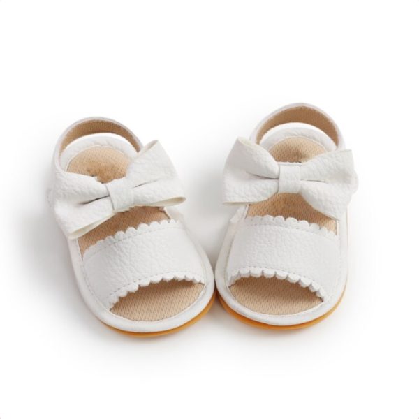 Itty Bitty White Summer Bow Sandals