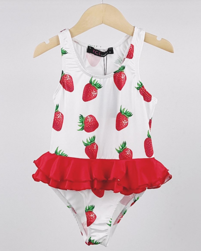 Itty Bitty Strawberry Print Frilled Swimsuit