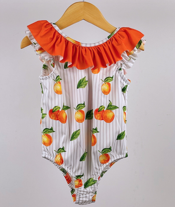 Itty Bitty Orange Print Frilled Swimsuit