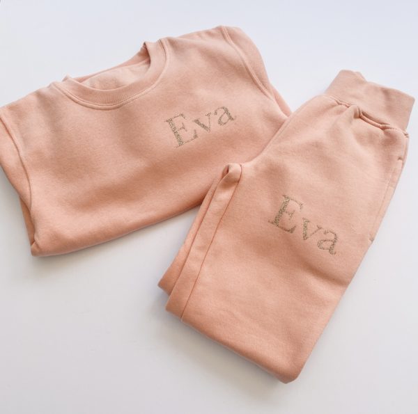 Itty Bitty Limited Edition Pink & Rose Gold Sparkle Personalised Tracksuit - Image 2