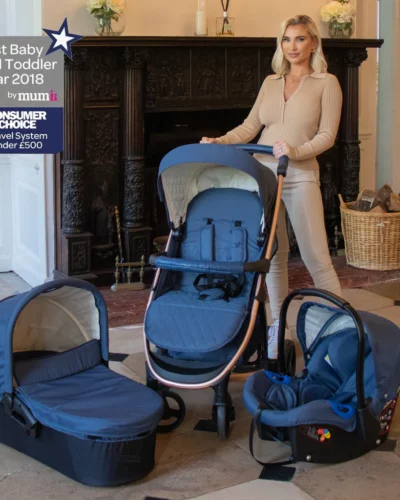 My Babiie Billie Faiers MB200+ Rose Gold and Navy Travel System