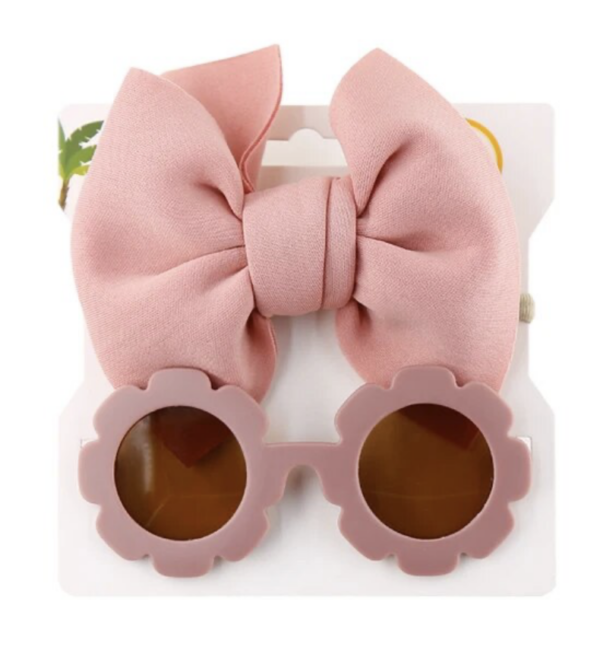 Itty Bitty Pink Flower Sunglasses & Bow Set