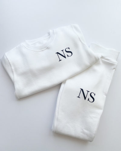 Itty Bitty White & Black Sparkle Personalised Tracksuit