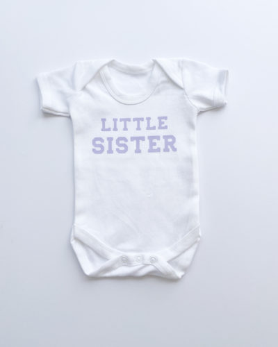 Itty Bitty Little Sister White & Purple Romper